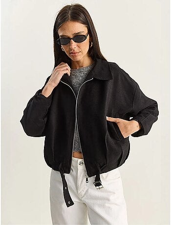 Veste oversize en similicuir avec fermeture éclair et poches lucci