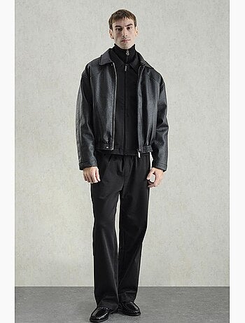 Veste oversize en similicuir avec fermeture éclair giesto