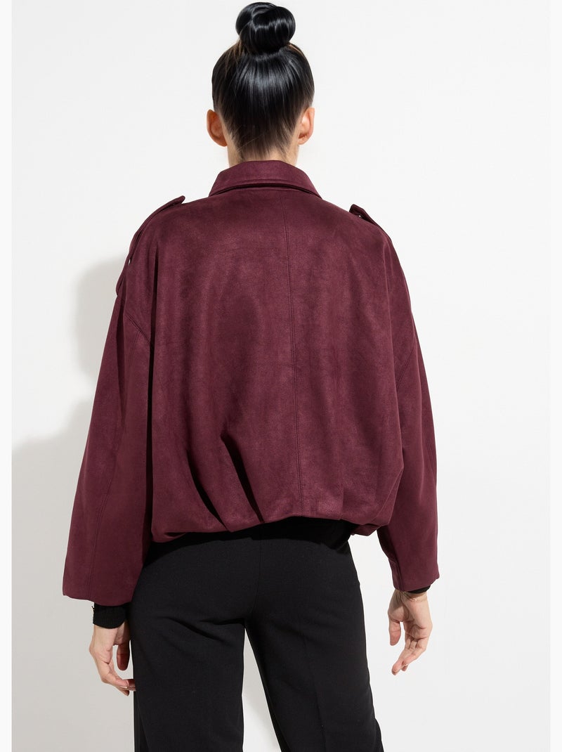 Veste oversize suédine, taille resserrée - AFIBEL Prune - Kiabi