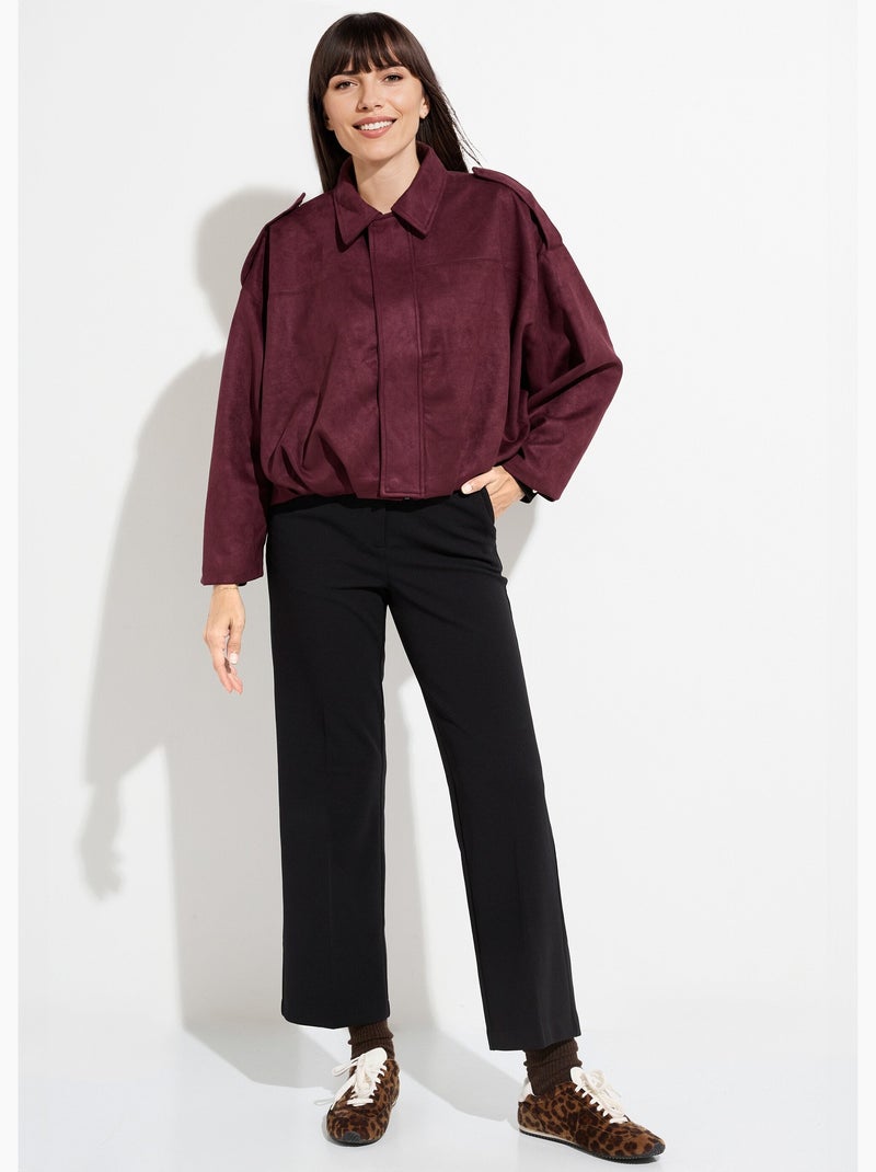 Veste oversize suédine, taille resserrée - AFIBEL Prune - Kiabi