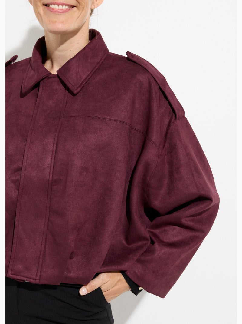 Veste oversize suédine, taille resserrée - AFIBEL Prune - Kiabi
