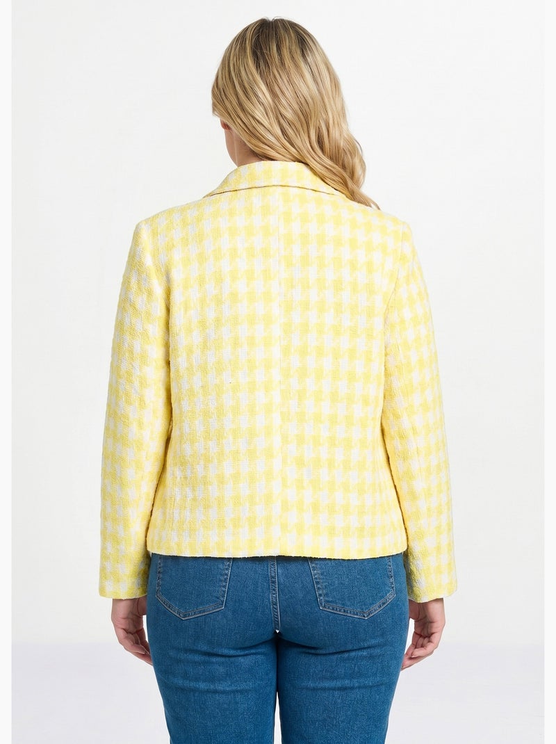 Veste pied de poule courte - Afibel Blanc Jaune - Kiabi