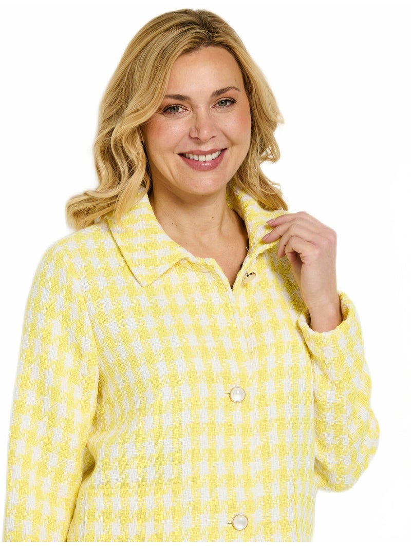 Veste pied de poule courte - Afibel Blanc Jaune - Kiabi