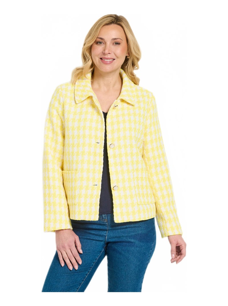 Veste pied de poule courte Blanc Jaune - Kiabi