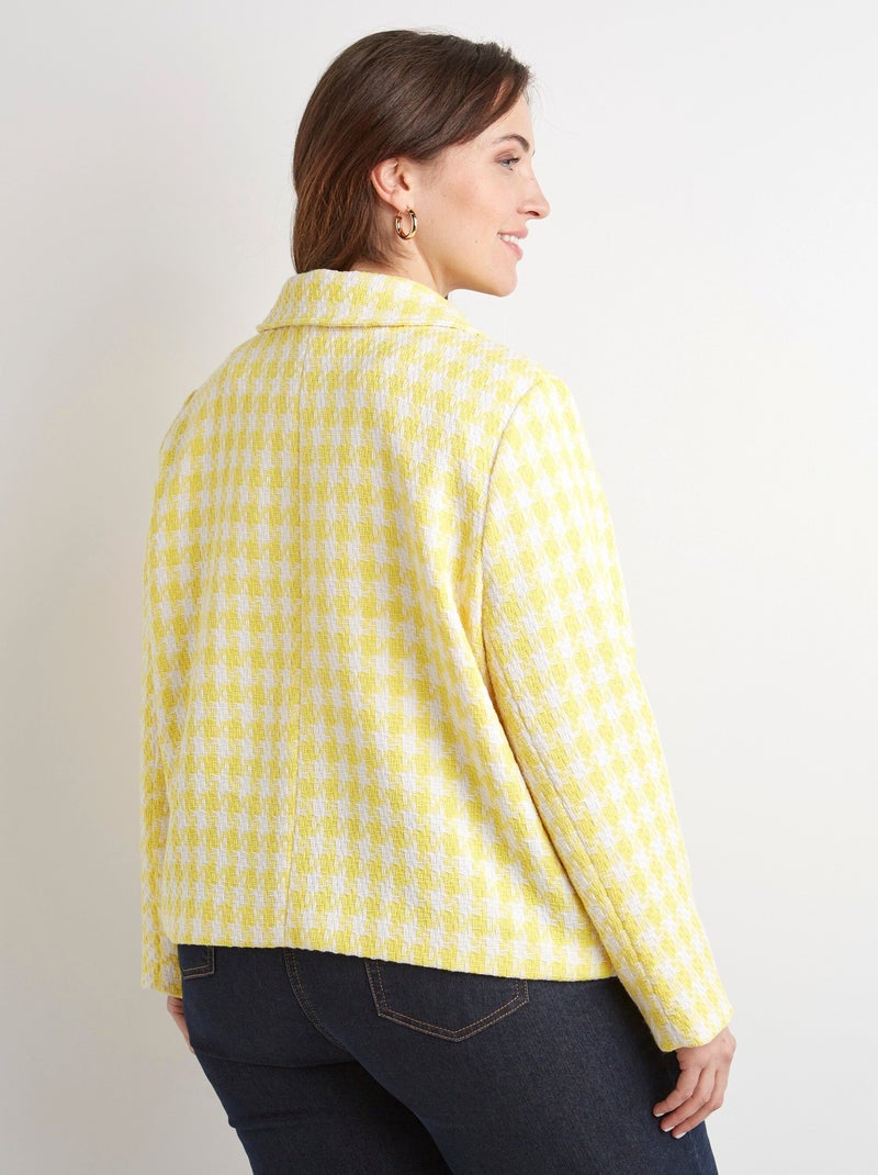 Veste pied de poule courte Blanc Jaune - Kiabi