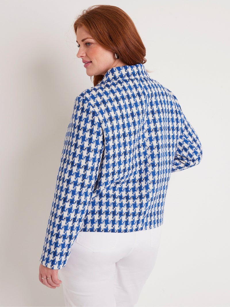 Veste pied de poule courte Bleu Blanc - Kiabi