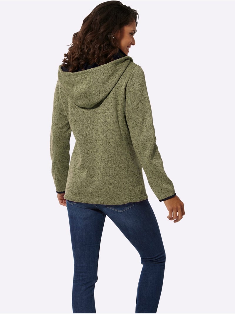 Veste polaire à capuche amovible avec poches zippées - Taille standard - Witt Gris Vert Gris - Kiabi