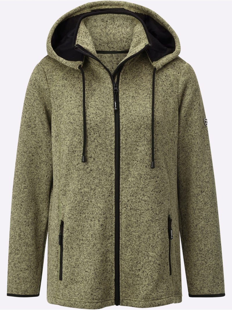 Veste polaire à capuche amovible avec poches zippées - Taille standard - Witt Gris Vert Gris - Kiabi