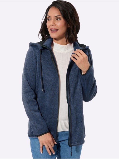 Veste polaire à capuche amovible avec poches zippées et col à revers - Taille standard - Witt - Kiabi