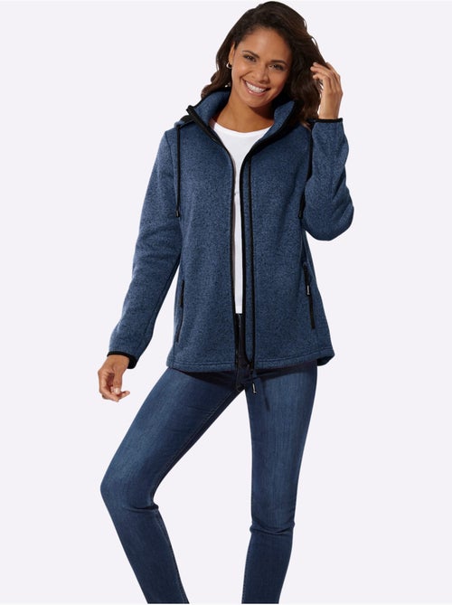 Veste polaire à capuche amovible avec poches zippées et col à revers - Taille standard - Witt - Kiabi