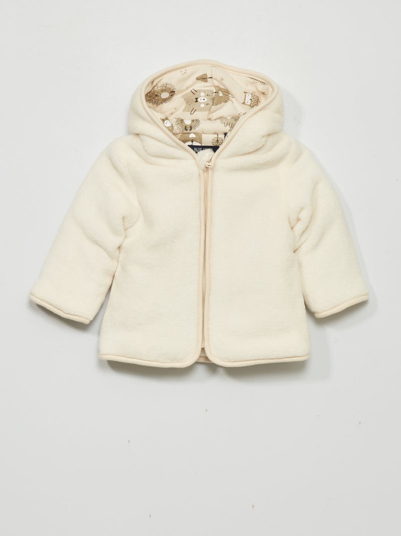 Veste polaire à capuche blanc - Kiabi