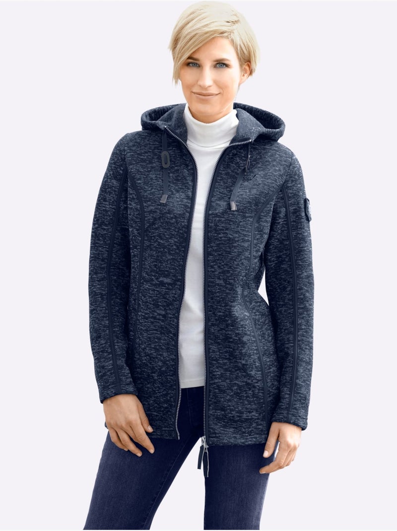 Veste polaire à capuche polaire tricotée à l'intérieur légèrement gratté - taille standard - witt Bleu marine - Kiabi