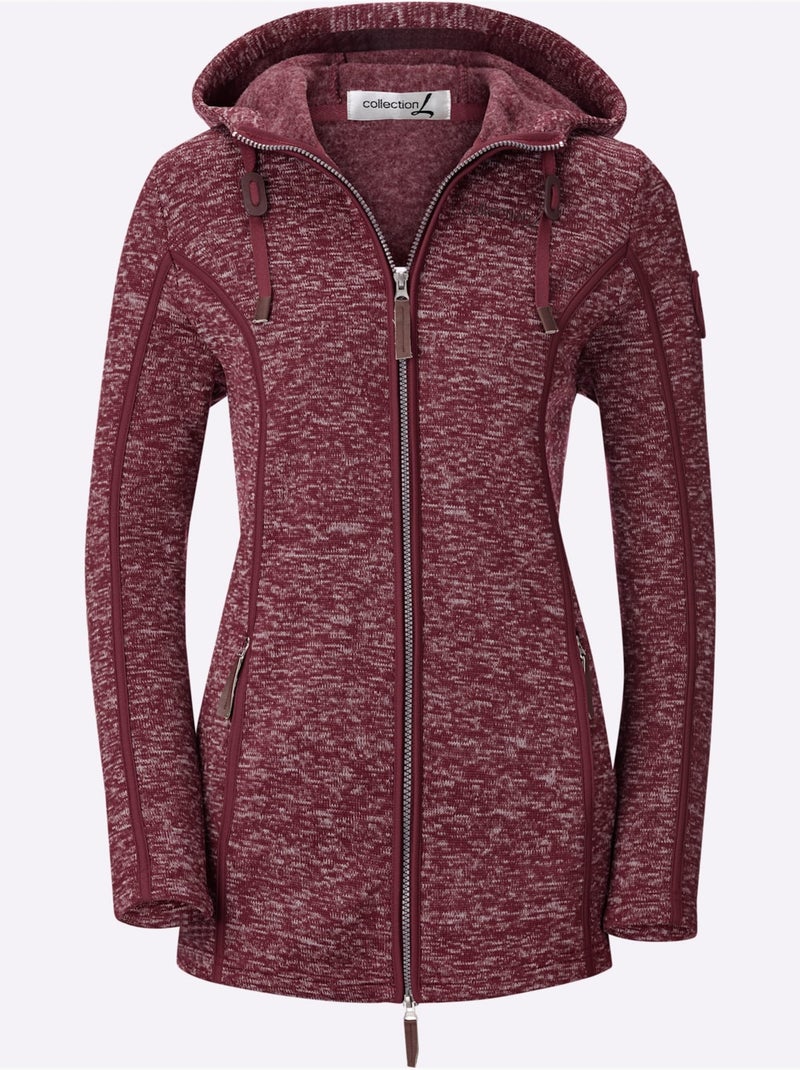 Veste polaire à capuche polaire tricotée à l'intérieur légèrement gratté - taille standard - witt Bordeaux - Kiabi