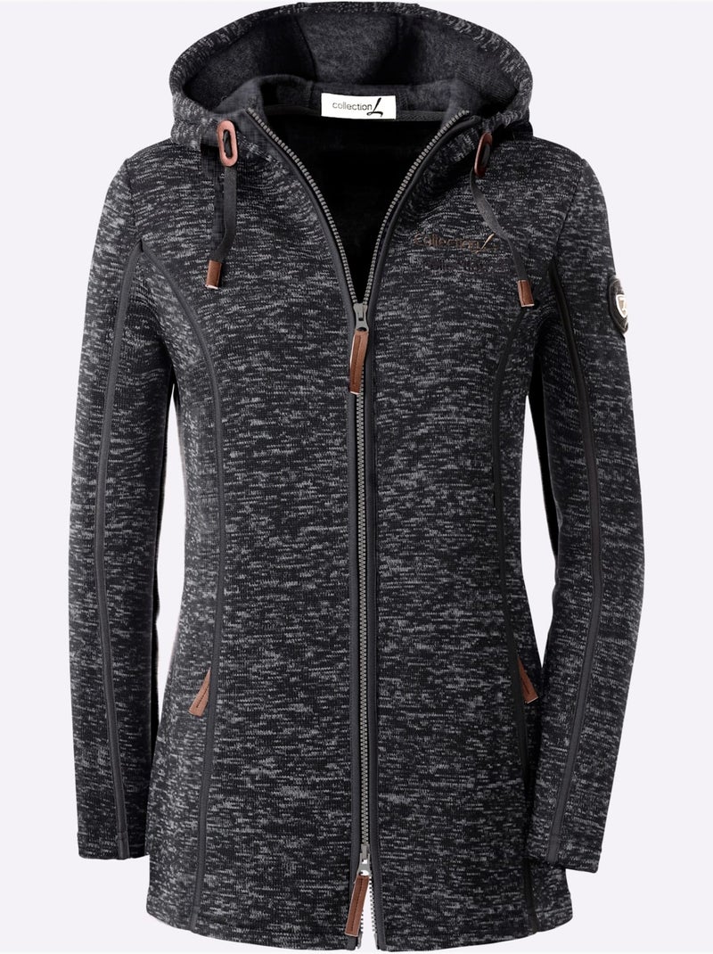 Veste polaire à capuche polaire tricotée à l'intérieur légèrement gratté - taille standard - witt Noir - Kiabi