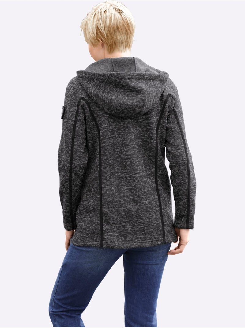 Veste polaire à capuche polaire tricotée à l'intérieur légèrement gratté - taille standard - witt Noir - Kiabi