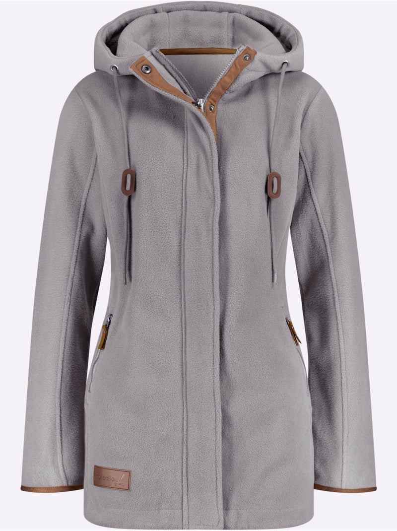 Veste polaire à capuche qualité polaire chaude - taille standard - witt Gris chiné - Kiabi