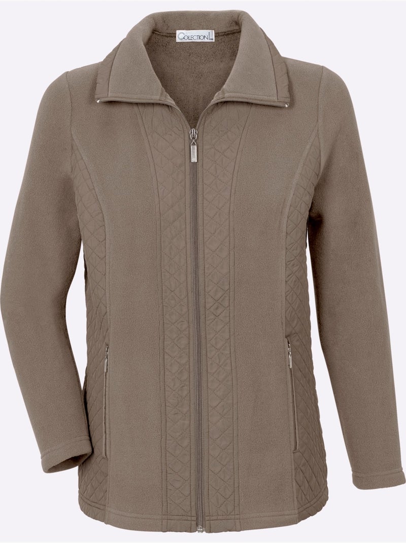 Veste polaire à col à revers avec empiècements et glissières - taille standard - witt Gris taupe - Kiabi