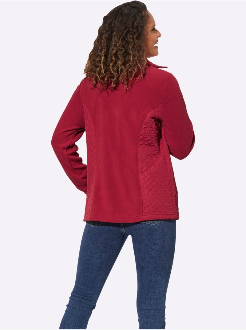 Veste polaire à col à revers avec empiècements et glissières - taille standard - witt Rouge - Kiabi