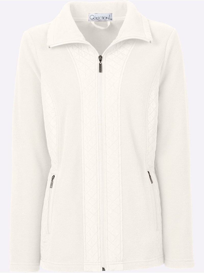 Veste polaire à col à revers avec poches et empiècements - taille standard - witt Ecru - Kiabi