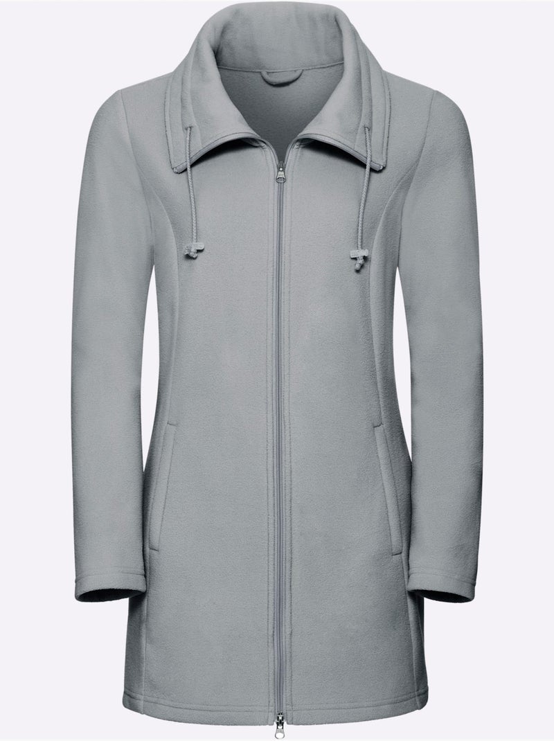 Veste polaire à col à revers avec poches et zip - taille standard - moda vilona Gris - Kiabi