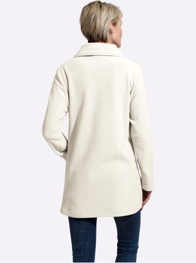 Veste polaire à col à revers et poches cousues - taille standard - moda vilona Blanc cassé - Kiabi