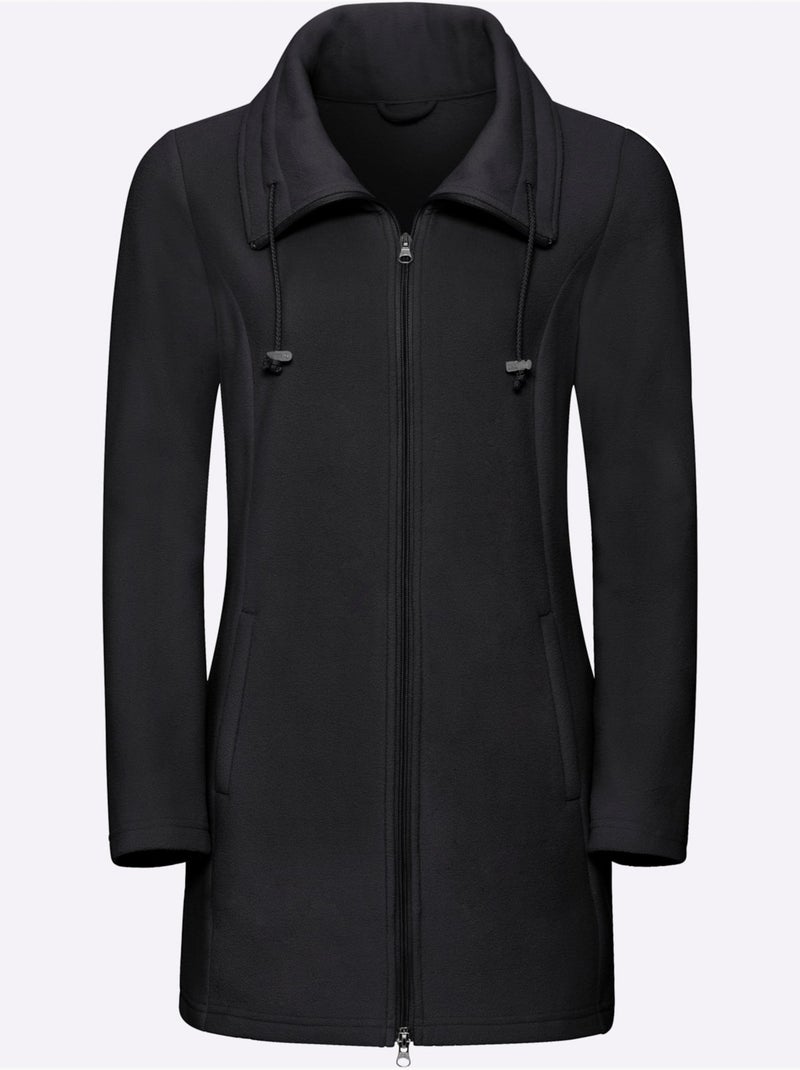 Veste polaire à col à revers et poches pratiques - taille standard - moda vilona Noir - Kiabi