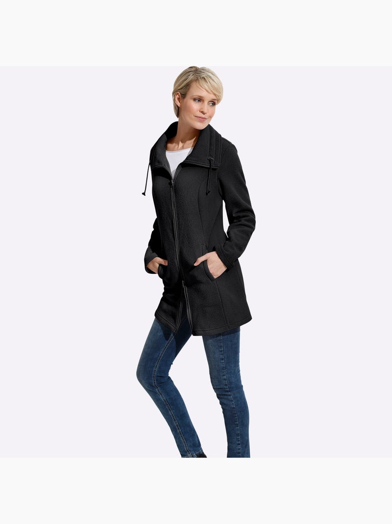Veste polaire à col à revers et poches pratiques - taille standard - moda vilona Noir - Kiabi
