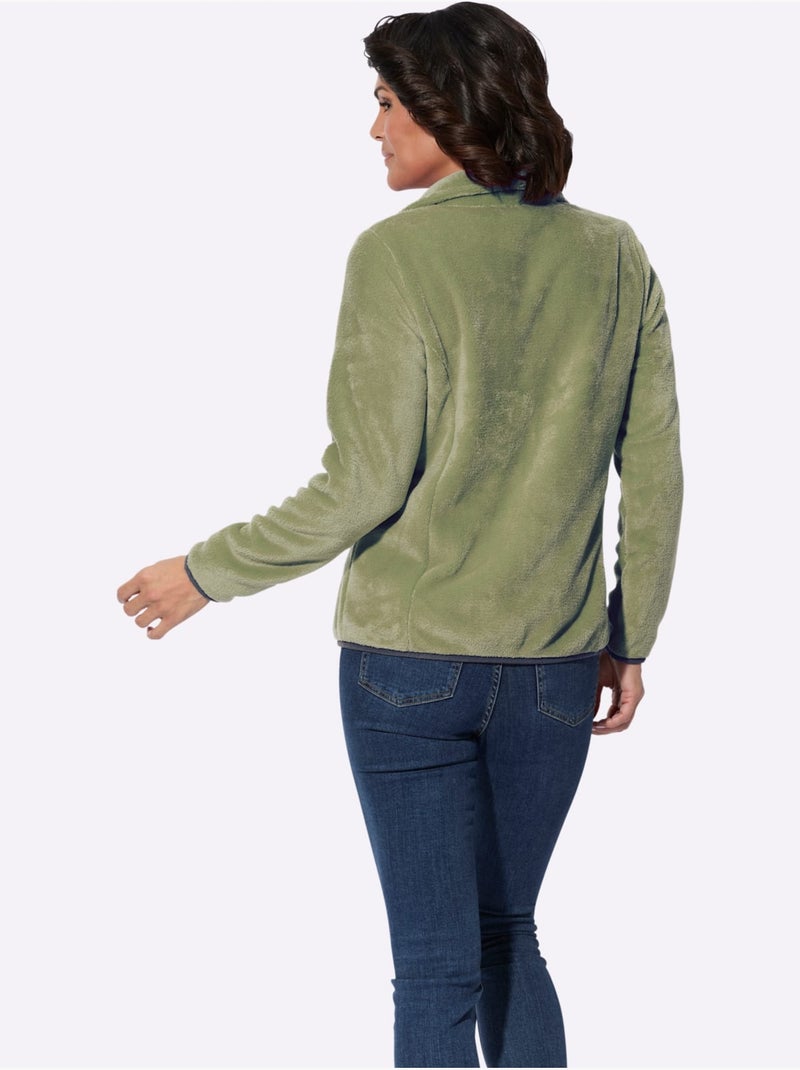 Veste polaire à col montant avec glissière et poches zippées - Taille standard - Witt Bleu Vert Gris - Kiabi