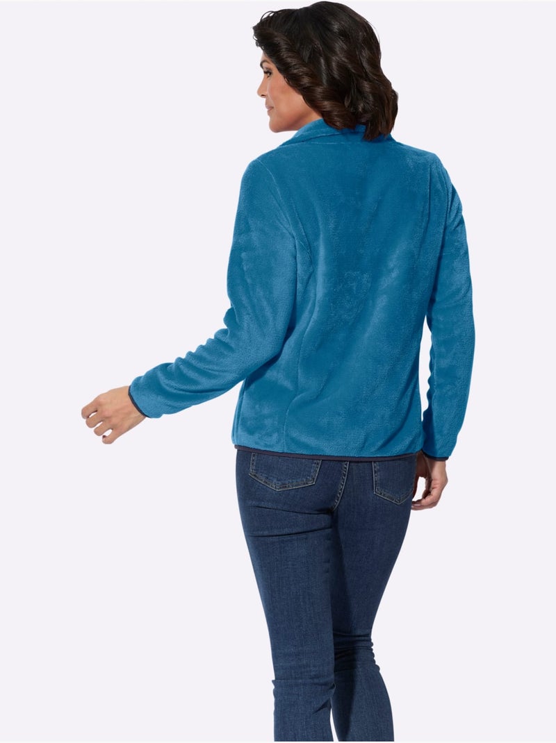 Veste polaire à col montant avec longues manches et poches zippées - Taille standard - Witt Bleu topaze - Kiabi