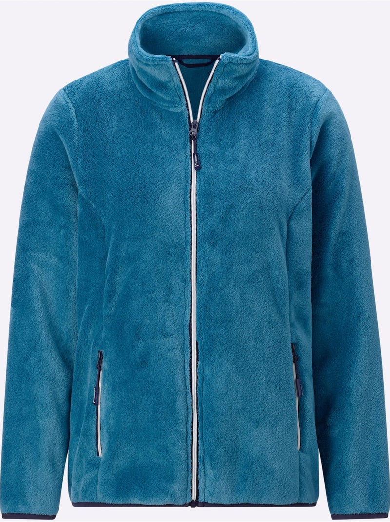 Veste polaire à col montant avec longues manches et poches zippées - Taille standard - Witt Bleu topaze - Kiabi