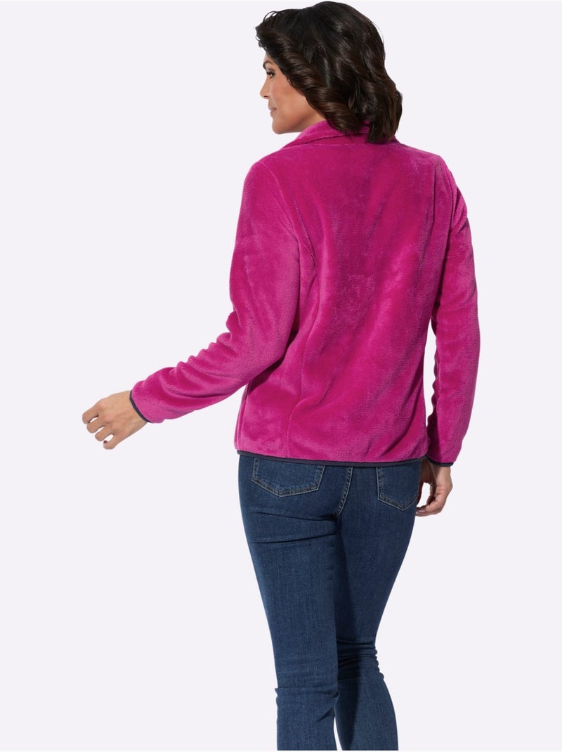 Veste polaire à col montant avec poches zippées et manches longues - Taille standard - Witt Magenta - Kiabi