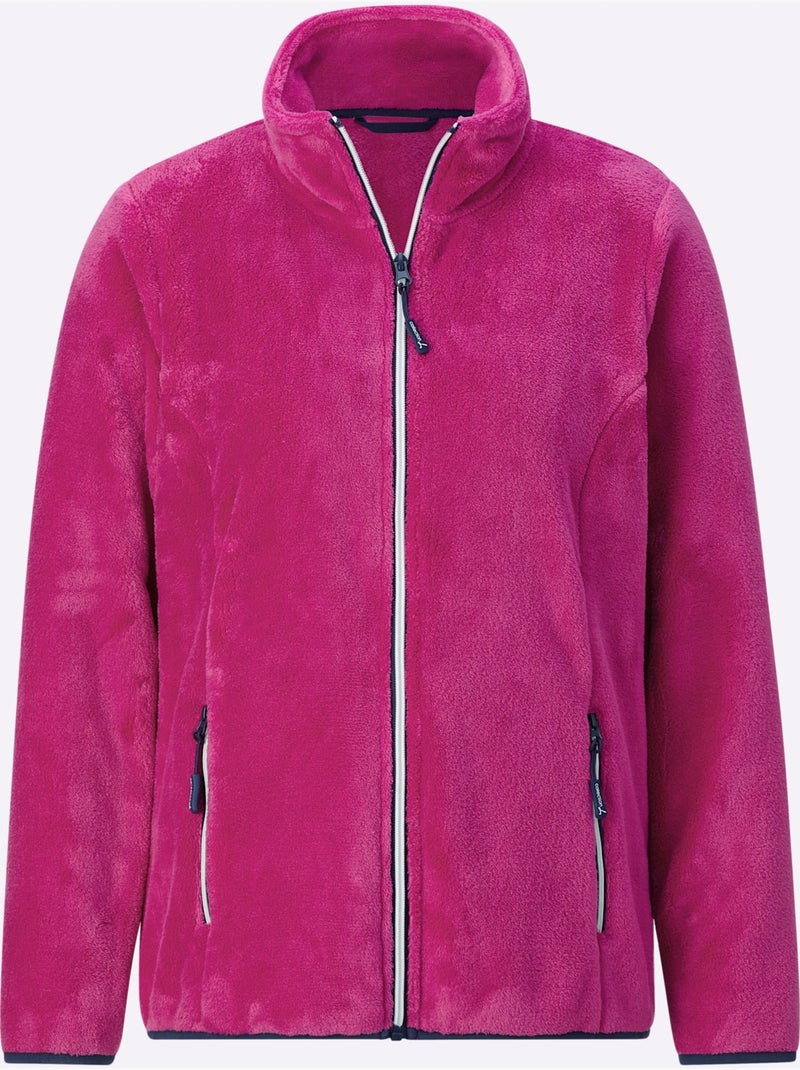 Veste polaire à col montant avec poches zippées et manches longues - Taille standard - Witt Magenta - Kiabi