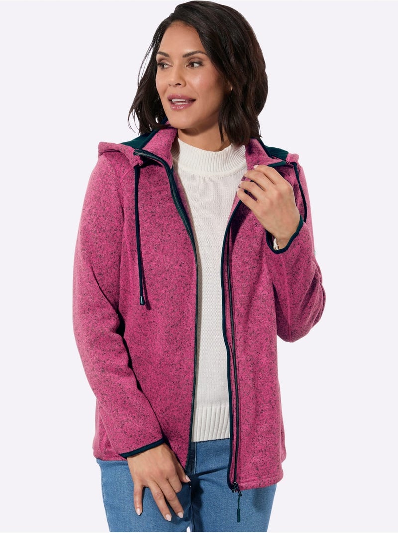 Veste polaire avec capuche amovible et poches à glissière - Taille standard - Witt Rose fushia - Kiabi
