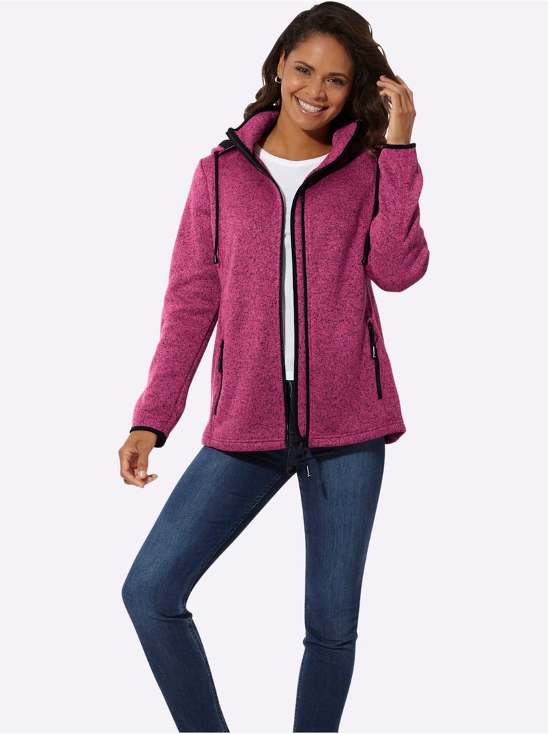 Veste polaire avec capuche amovible et poches à glissière - Taille standard - Witt Rose fushia - Kiabi