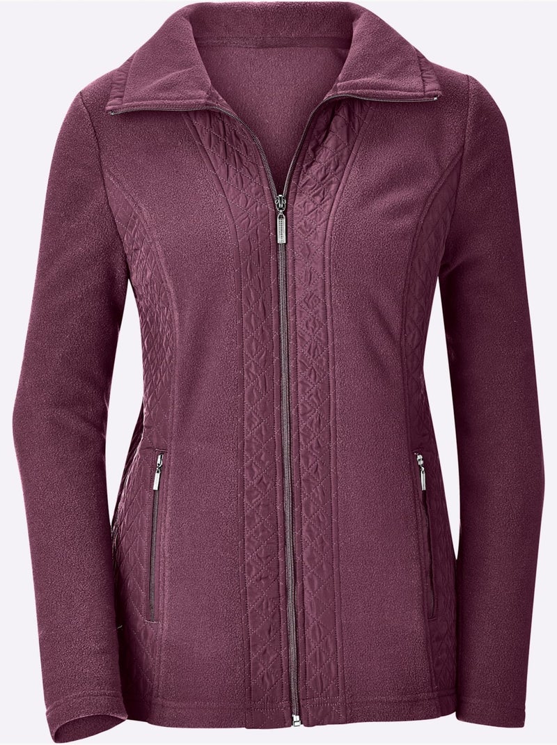 Veste polaire avec col à revers et empiècements piqués - Taille standard - Witt Bordeaux - Kiabi