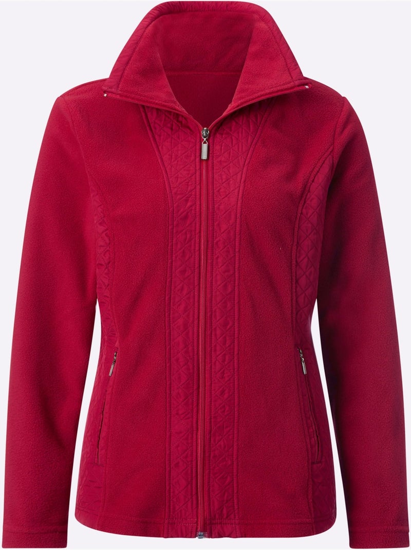 Veste polaire avec col à revers et empiècements piqués - Taille standard - Witt Rouge - Kiabi