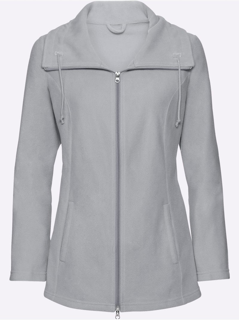Veste polaire avec col à revers et glissière double - taille standard - moda vilona Gris - Kiabi