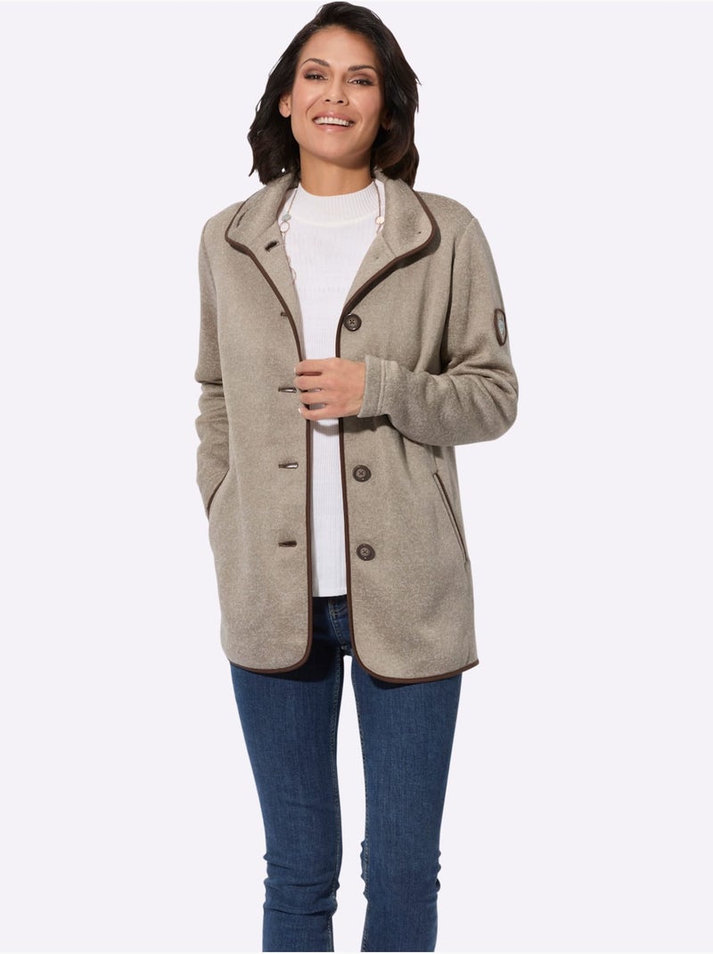 Veste polaire avec col montant et boutons en biais - Taille standard - Witt Ecru - Kiabi