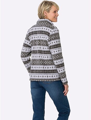 Veste polaire avec col montant et motifs norvégiens - Taille standard - Moda Vilona