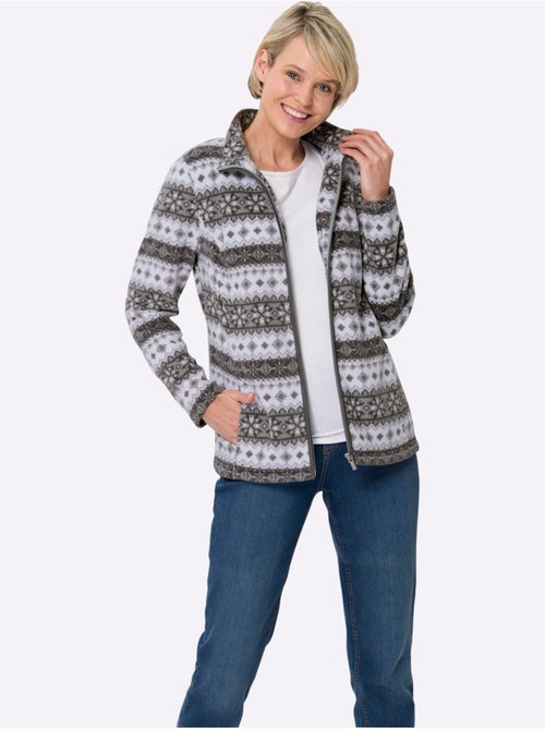 Veste polaire avec col montant et motifs norvégiens - Taille standard - Moda Vilona - Kiabi