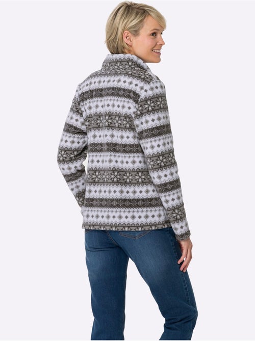 Veste polaire avec col montant et motifs norvégiens - Taille standard - Moda Vilona - Kiabi