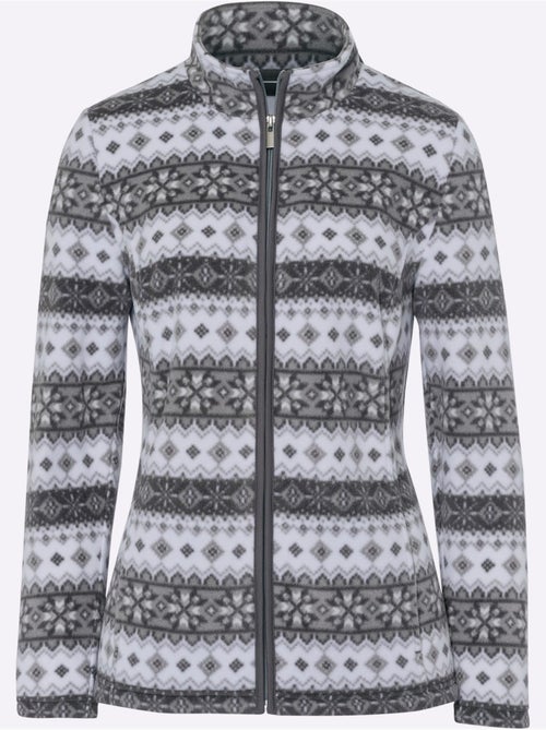 Veste polaire avec col montant et motifs norvégiens - Taille standard - Moda Vilona - Kiabi