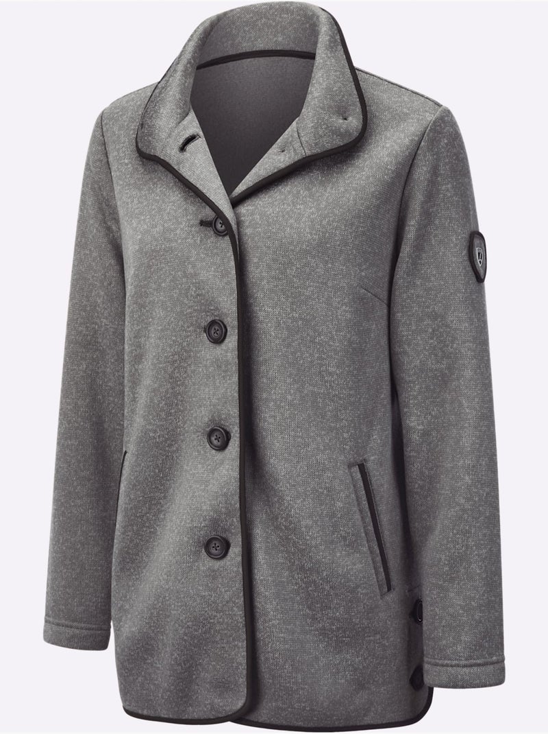 Veste polaire chaude à col montant avec boutons et poches - Taille standard - Witt Gris chiné - Kiabi