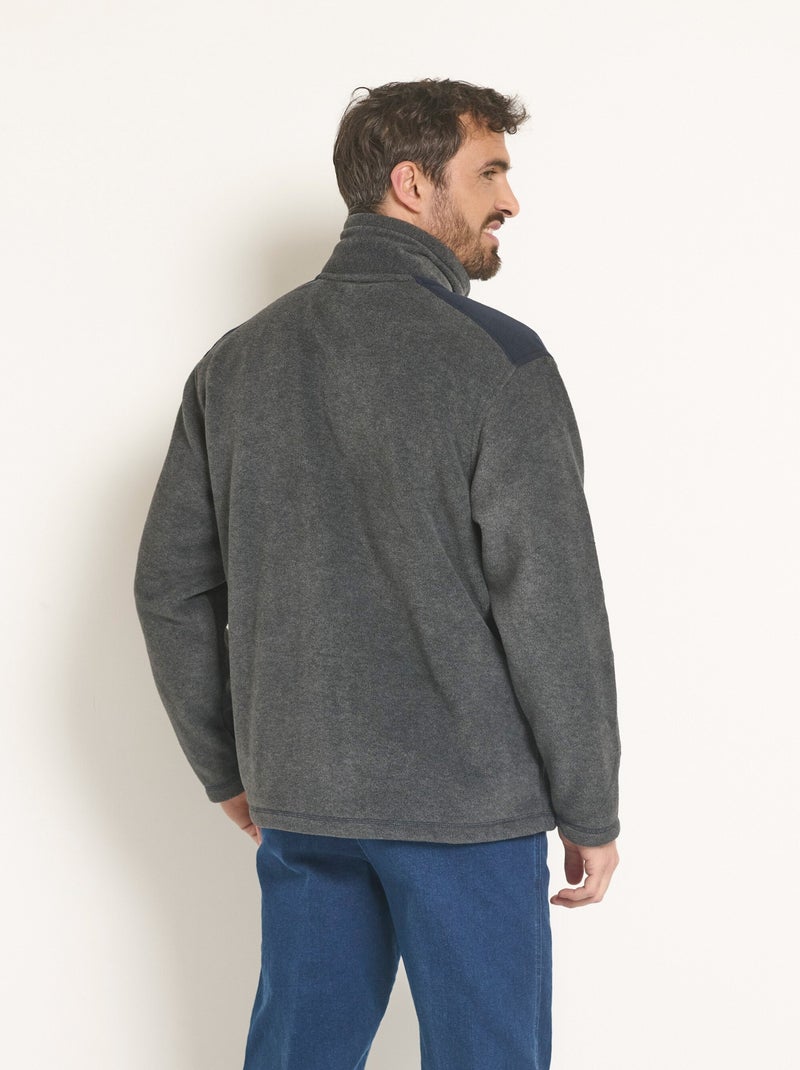Veste polaire chaude zippée col montant - Afibel gris anthracite - Kiabi
