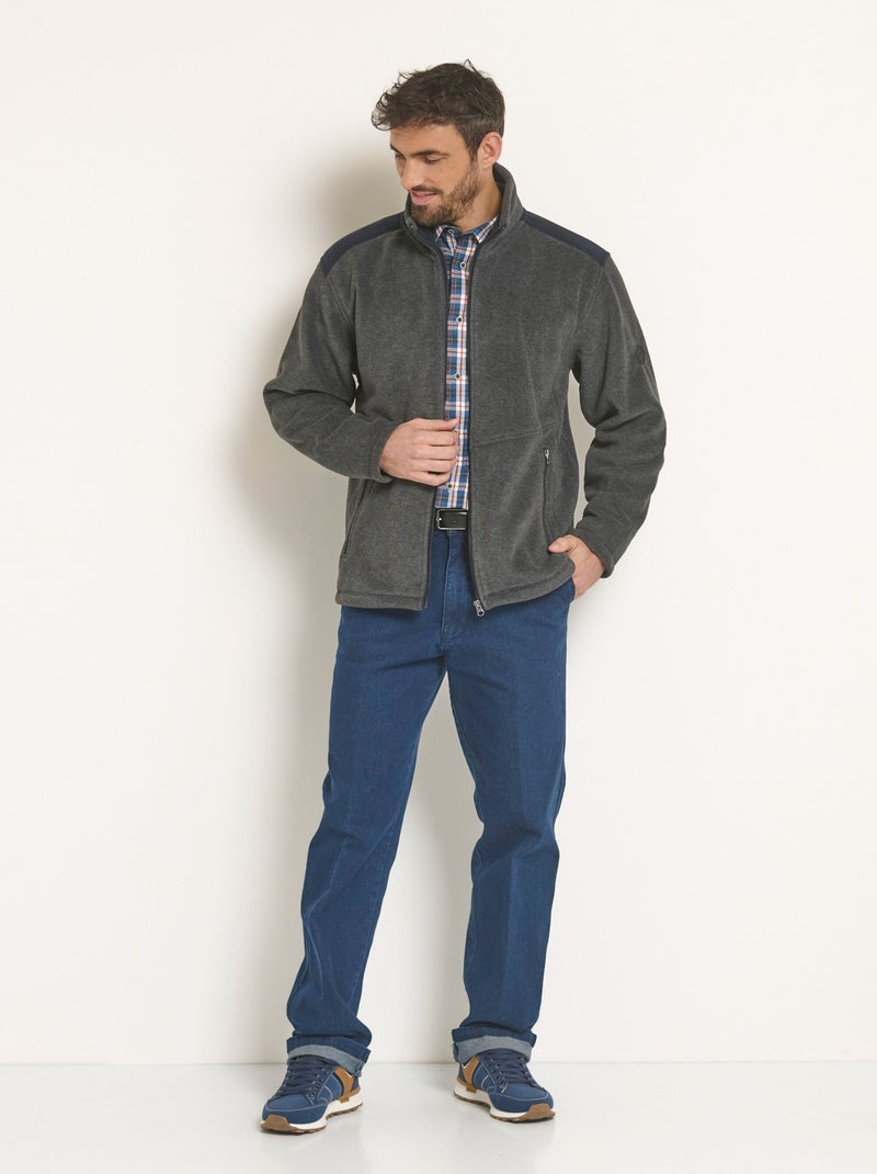Veste polaire chaude zippée col montant - Afibel gris anthracite - Kiabi
