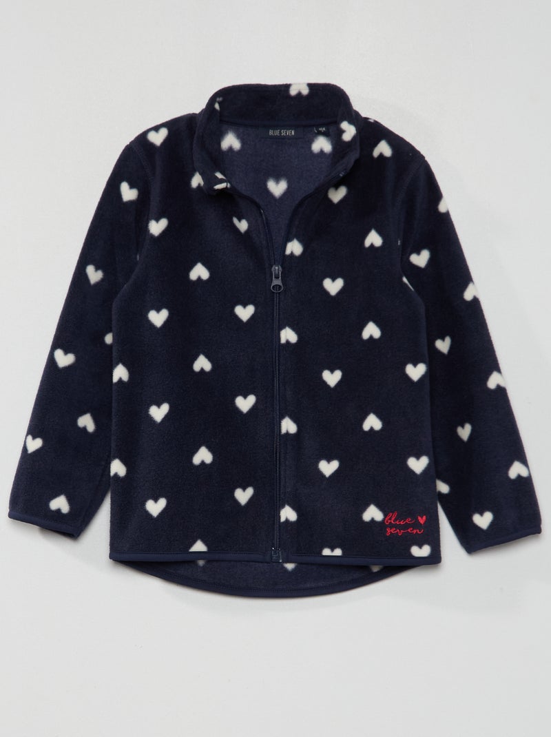 Veste polaire 'cœurs' bleu marine - Kiabi