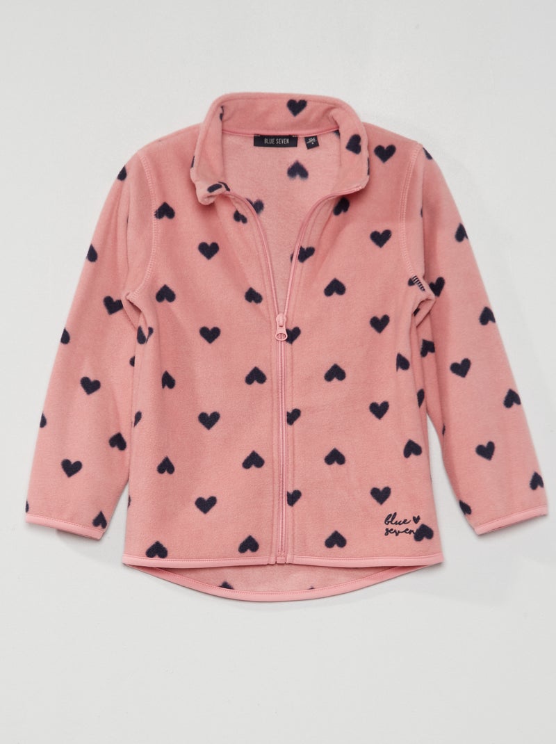 Veste polaire 'cœurs' rose - Kiabi