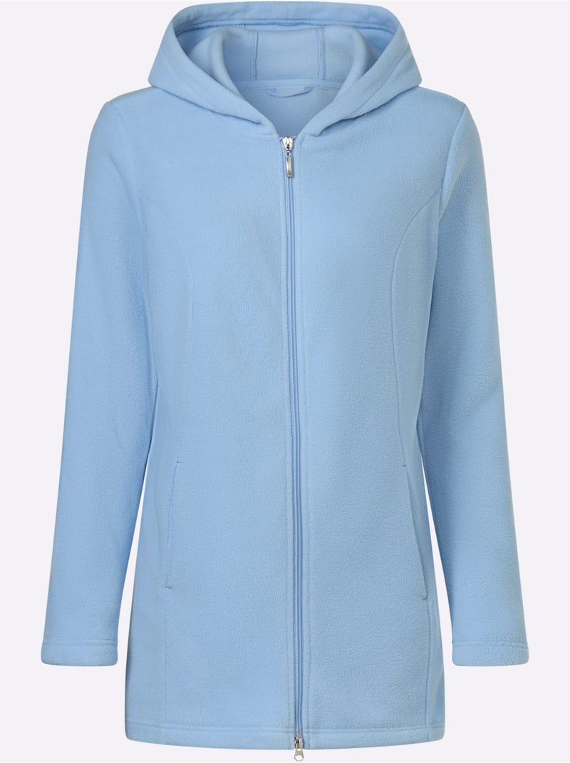 Veste Polaire Coupe Longue Affinante - Taille Standard - Moda Vilona Bleu ciel - Kiabi