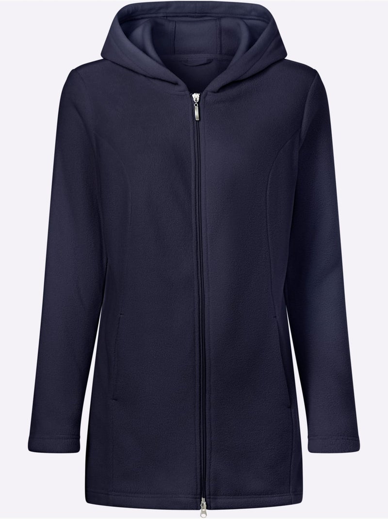 Veste Polaire Coupe Longue Affinante - Taille Standard - Moda Vilona Bleu marine - Kiabi