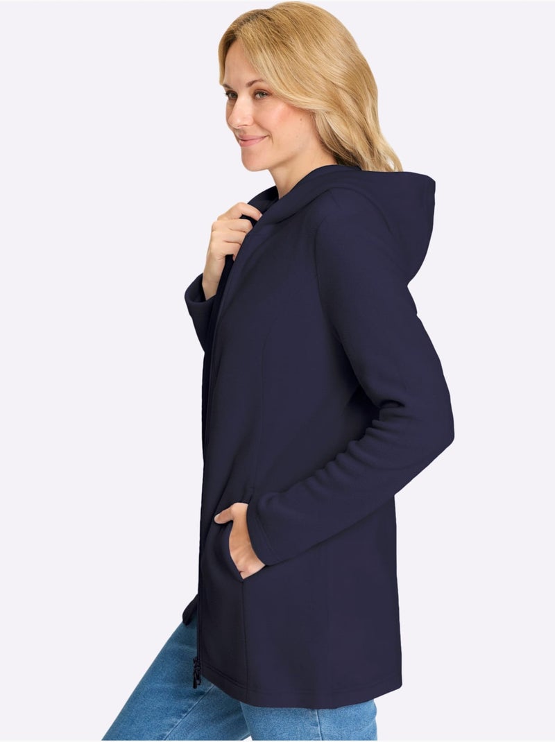 Veste Polaire Coupe Longue Affinante - Taille Standard - Moda Vilona Bleu marine - Kiabi